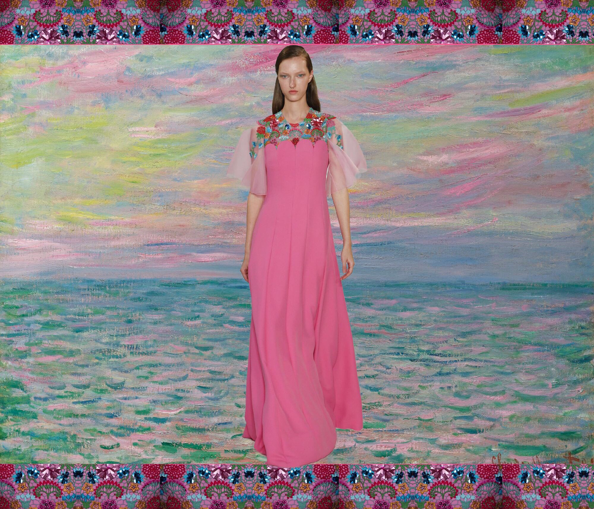 The sky adorned with bright colors reflected on the sea