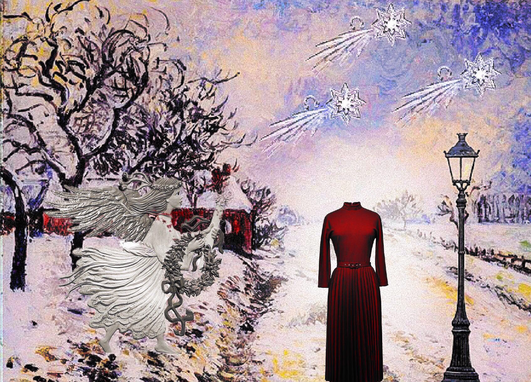 A snow angel announcing Christmas