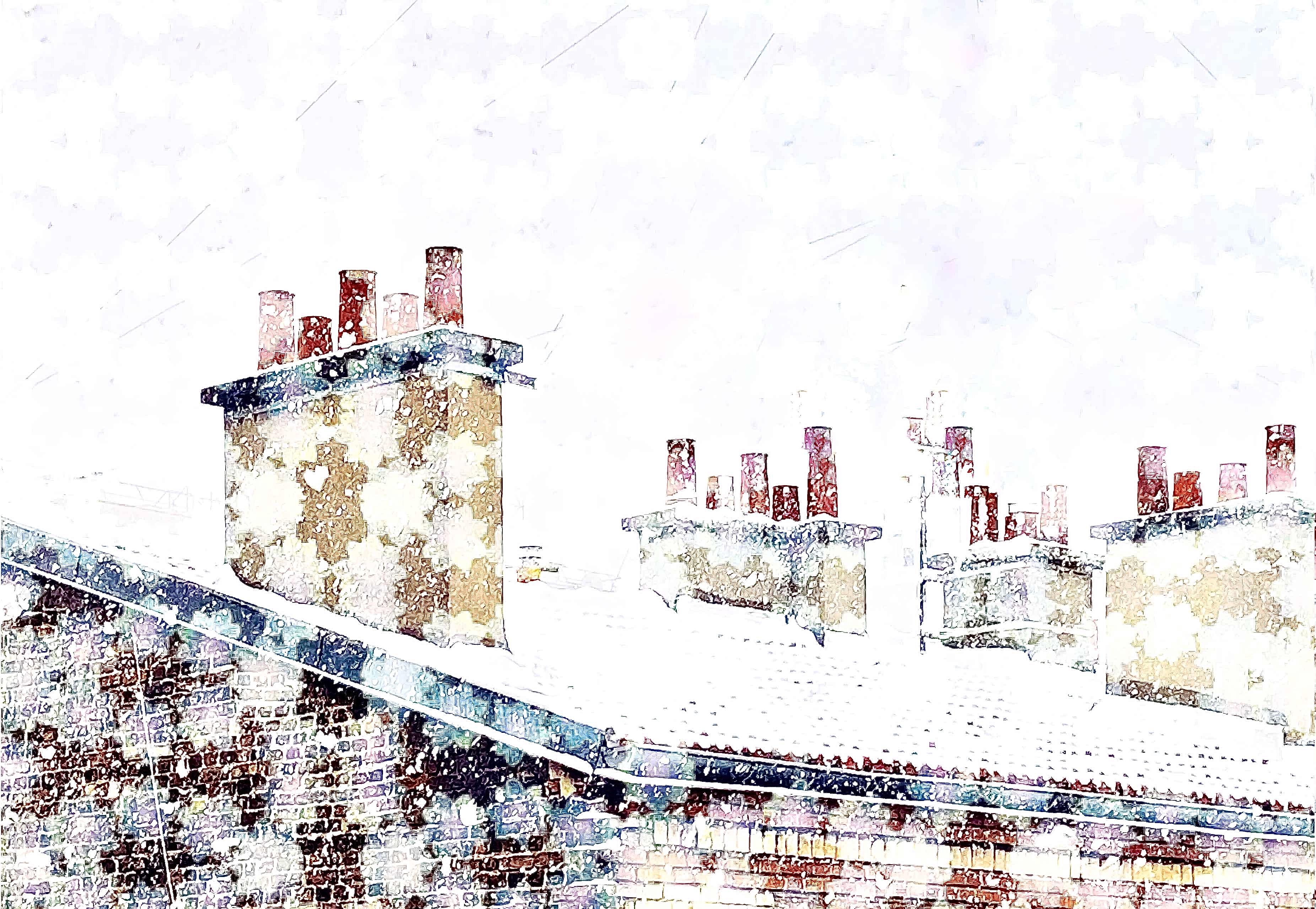 Paris rooftops under the snow