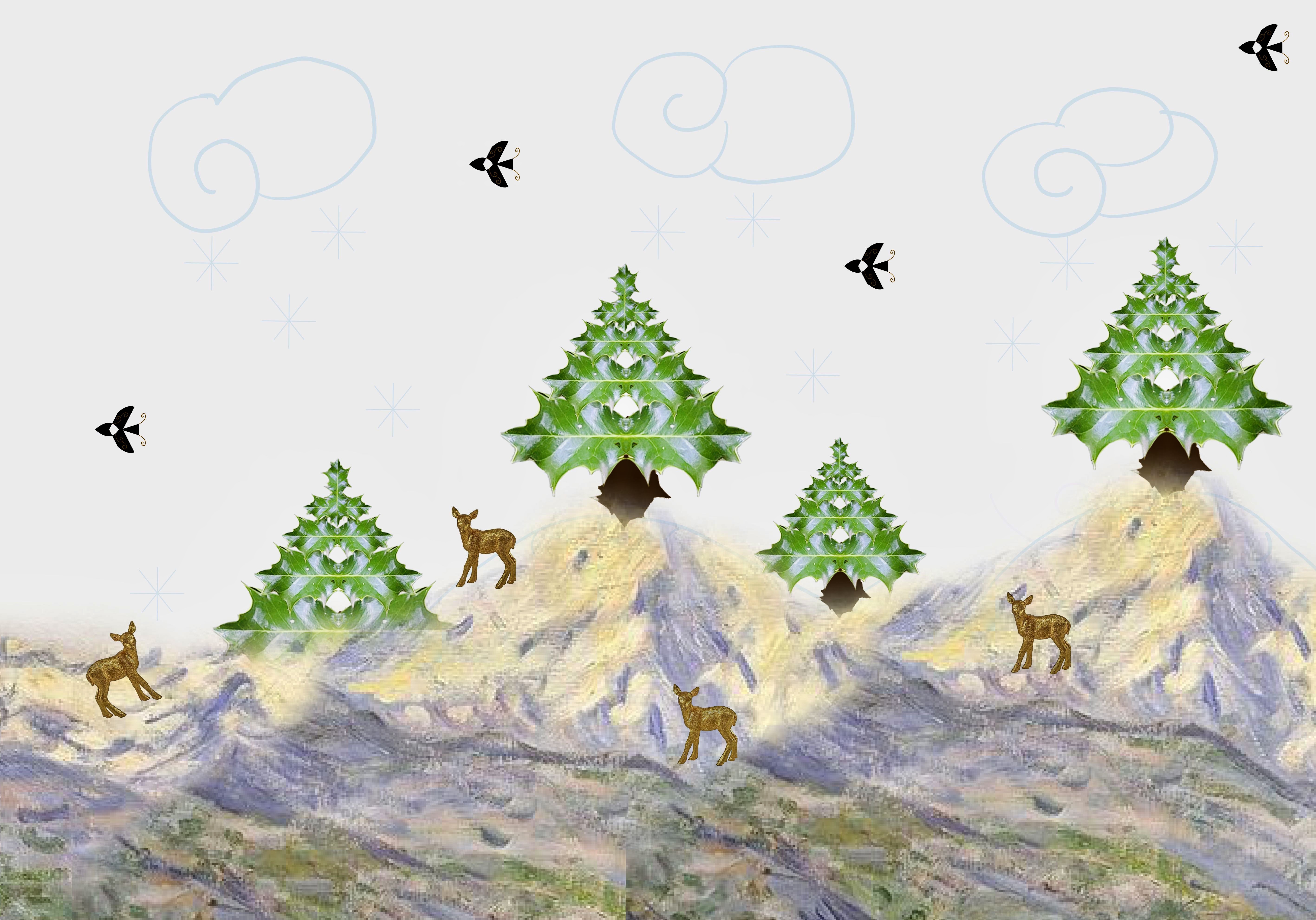 Golden fawns in the mountains