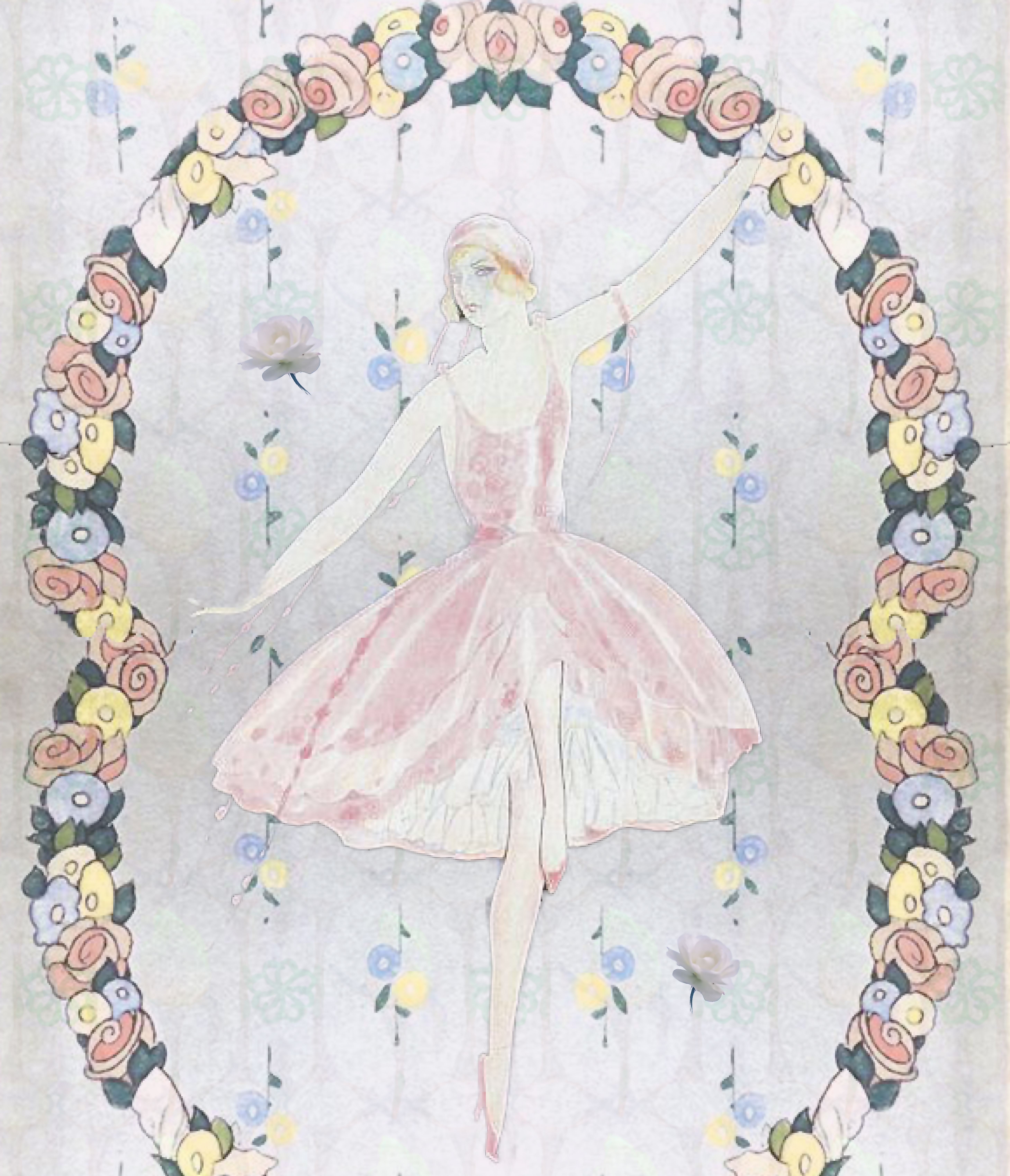 A graceful ballerina among flowers