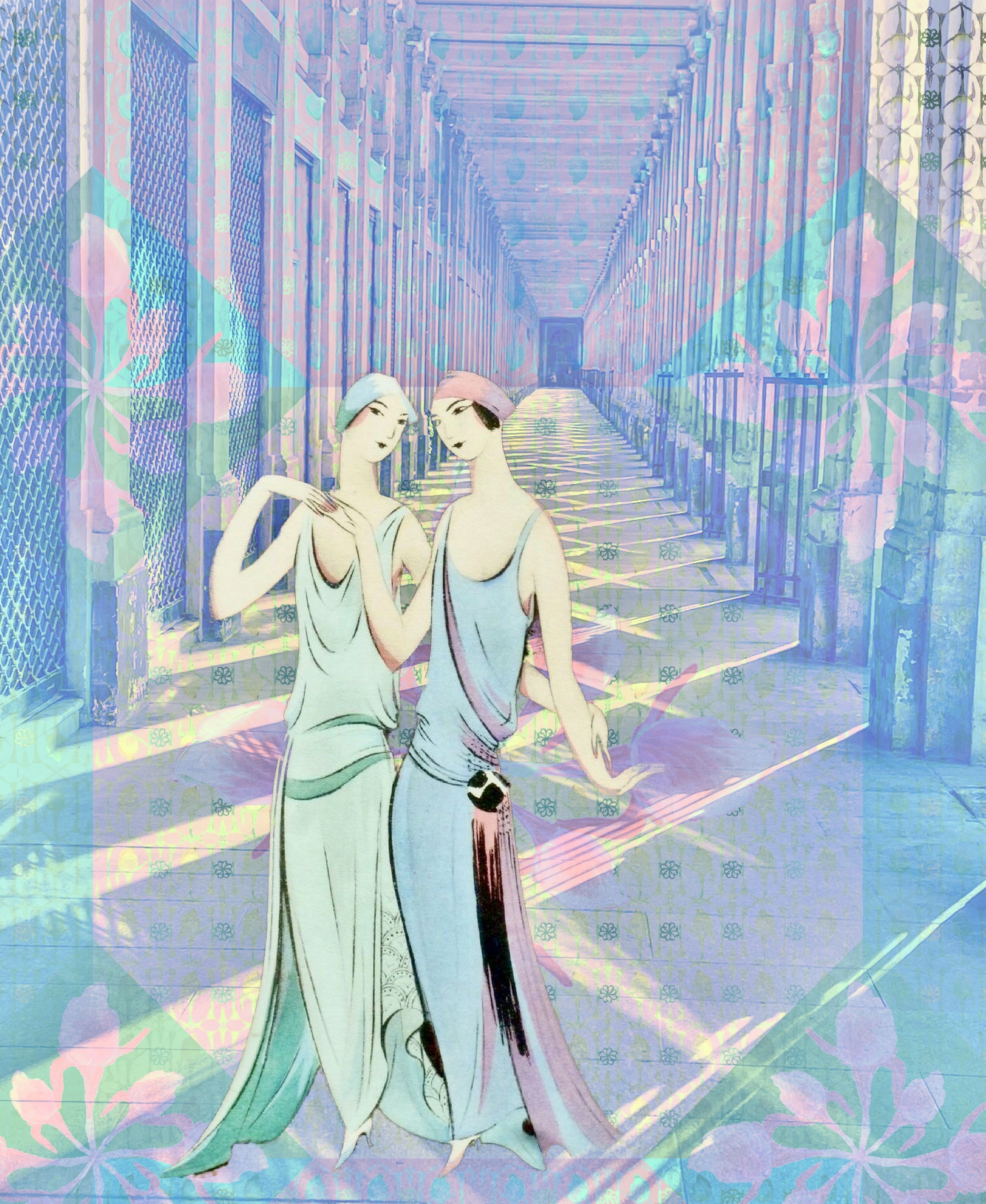 Two young women at the Palais Royal in Paris, in the 1920s