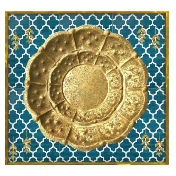 Oriental gold and blue