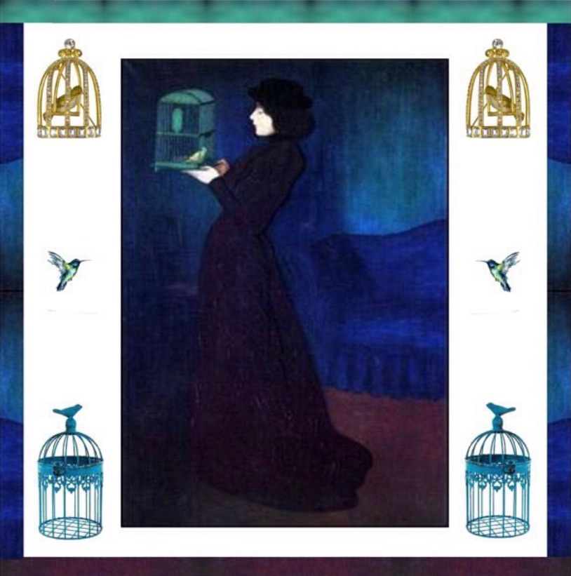 Woman with a bird cage