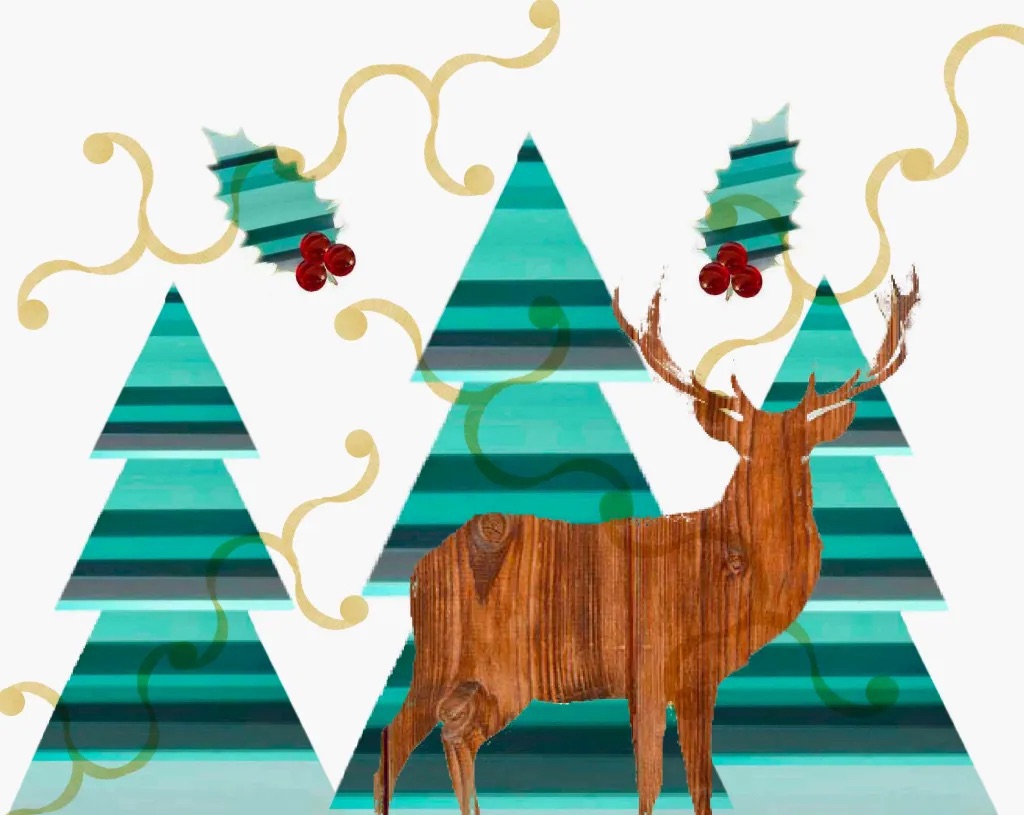 A deer in the forest during Christmas