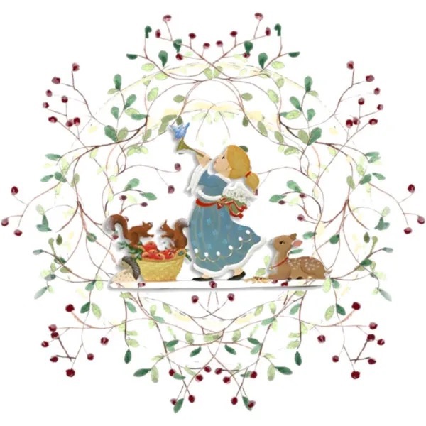 An angel with adorable animals