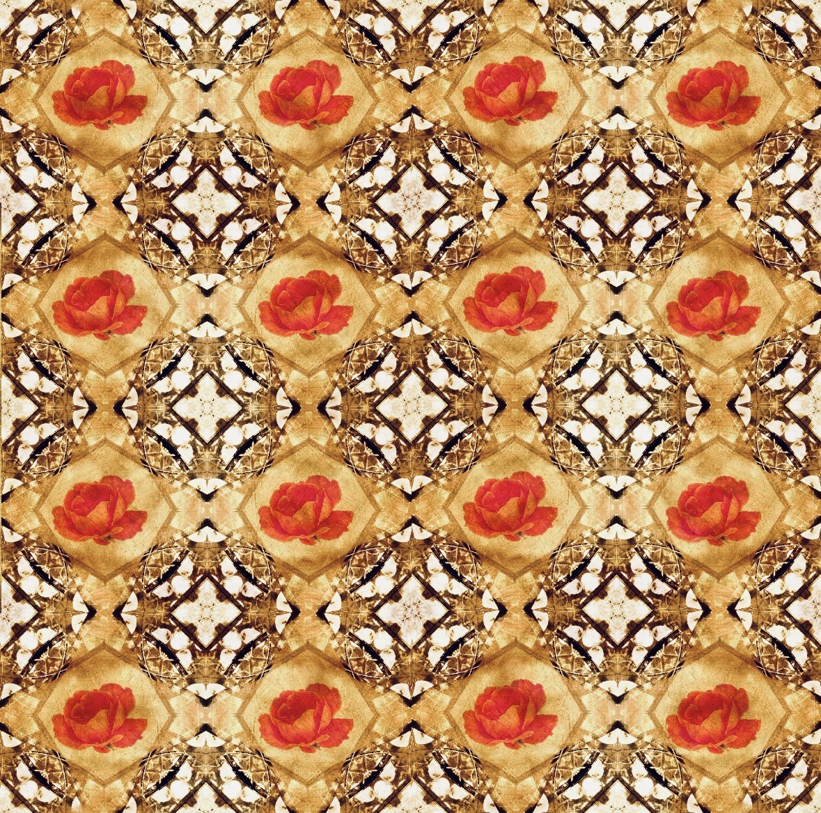 Roses in a geometric decor